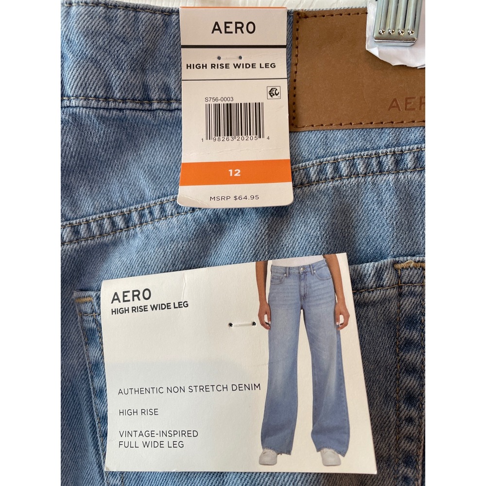 Aeropostale Jeans Women's 12 Blue New High Rise Wide Leg Non-Stretch Denim New - Picture 8 of 15